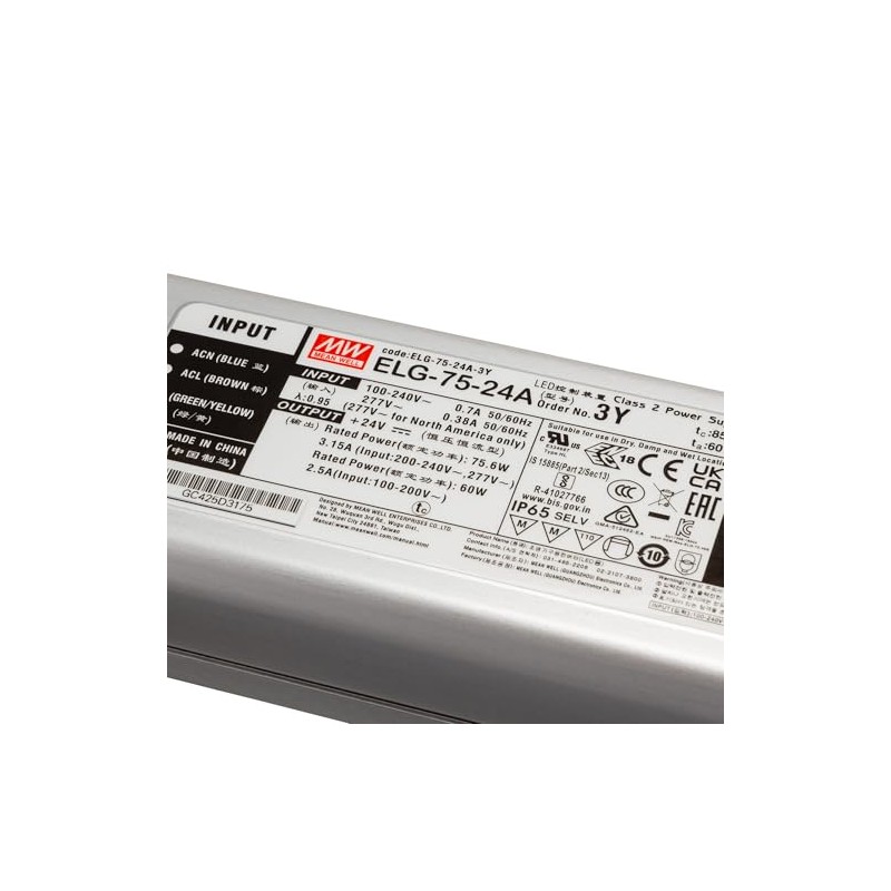 Mean Well ELG-75-24A-3Y LED Driver Constant Voltage Constant Current 75.6W