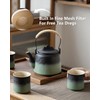 ZENS Vintage Japanese Tea Set with 4 Tea Cups, 33.8