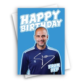HWC Trading Pep Guardiola Birthday Card for Man City Football Fans and Supporters