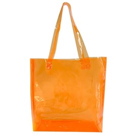 TotePrint PVC Clear Bag Stadium Compatible - Clear Zipped Carry Bag Waterproof for Concerts, Beach & Shopping, orange
