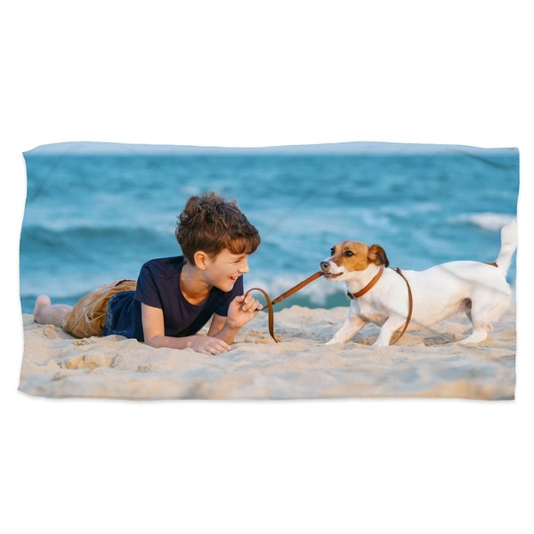 Herz & Heim® Beach towel with your own photo/large bath towel 100 x 180 cm (W x H) photo landscape