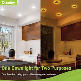 DAMINY 12 Pack 4 Inch 5CCT LED Recessed Light with Night Light,Ultra-Thin,Canless recessed Lighting 4 in,9W=80W,700LM,Dimmable Wafer Lights,ETL Certificated