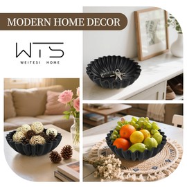 Large Ruffle Decorative Bowl, Decorative Fruit Bowl for Kitchen Counter, Modern Handicraft Bowls for Home Decor, Stylish Key Bowl for Entry Table, Coffee Table Decor, Home Decor Accent