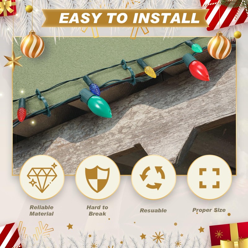 VIHOSE 200 Pcs Christmas Light Clips Universal Shingle Clip Christmas