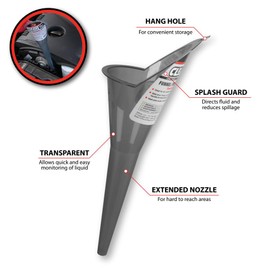 Performance Tool W4054 Clear View Long Reach Funnel - 1/2 Pint, Multi-Purpose Fluid Handling