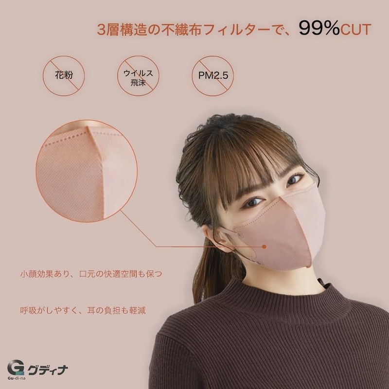 青山通商 グディナ 快適マスク立体 パープル30枚入