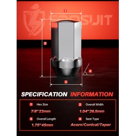 Sposuit M14x1.5 Lug Nuts - Replacement for 2019-2024 Ram 1500 - OEM Factory Style Chrome Lug Nut(24 Pcs)