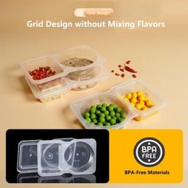 15pcs Double Compartment Condiment Containers with Lids,2025 New 2 Compartment Reusable Plastic Snack Containers for pack Snacks,Leakproof Condiment Storage for Meal Prep, Portion Control,Travel Use