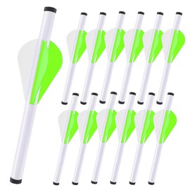 KEAUP 12 Packs Arrow Fletching with 2 Inch Arrow Vanes, Shrink Fletch Stretch Arrow Wraps Universal Fit for Arrows and Bolts, DIY Archery Fletching Tool (Fluorescent Green & White)