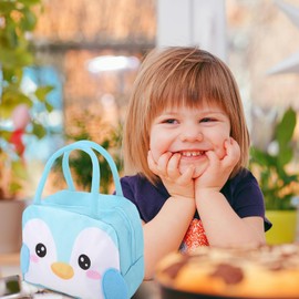 Viiotu Kids Lunch Bag for Girls Boys, Reusable Insulated Cooler Lunch Bag, Small Cute Lunch Bag for Picnic Travel School (Light Blue)