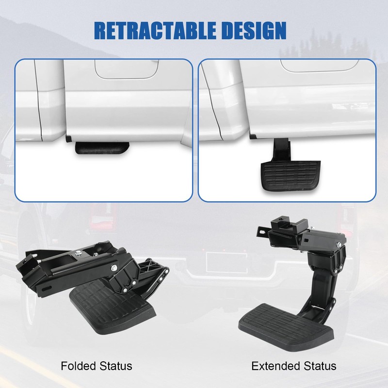 Retractable Truck Side Bed Step Compatible with 2017-2022 Ford F250