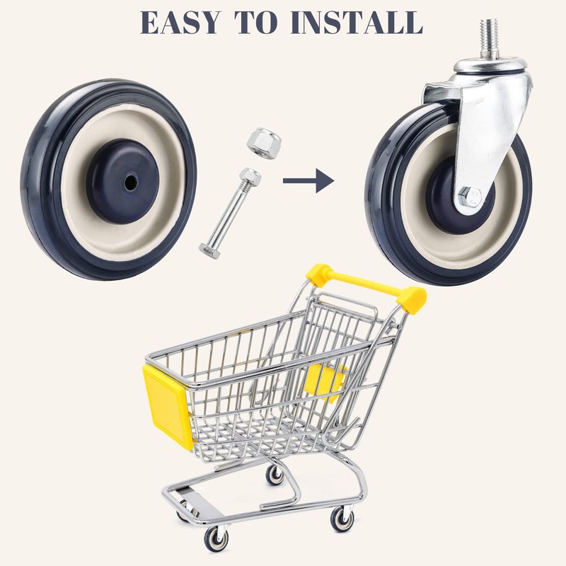 MYFULLY 5" Shopping Cart Caster Wheel Replacement Wheels Kit, Polyurethane