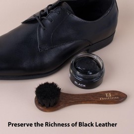 FootFitter Military Leather Shoe Care Kit, Black Leather Restoring Shoe Cream & Brush Polishing Set for Uniformed Service Personnel