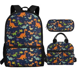 Dreaweet Dinosaur Backpack with Lunch Box for Boys 8-12/12-15/6-8 Girls Bookbag and Lunch Bag Combo Elementary School Bag Set Kids Book Bag Lunchbox Pencil Case Pouch 3 In 1