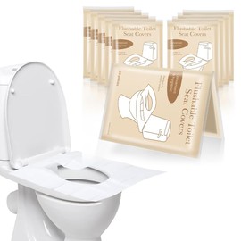 DWFEYOI Spülbare Toilettenauflage,60 Stück Einweg Toilettensitzbezug, Toilettenauflage,Wasserdichte Toilettenauflagen, Einzeln Verpackt, für Reisen, Geschäftsreise, Offentliche Toiletten