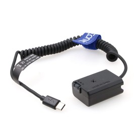 Eonvic USB-C to NP-FW50 Dummy Battery Adapter Spring Cable for Sony A7 NEX5 NEX7 RX10 IV Cameras