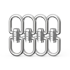 Double Eye Swivel, 304 Stainless Steel Eye to Eye Swivel Ring Dismounting Ring Connector Hardware Double Ended Swivel Hooks Carabiner Swivel Tree Swing Shackle Suspension Hammock Ring (M4-4PCS)