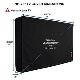 iBirdie Outdoor TV Cover 70 to 75 inch Weatherproof, Cover Size 68''L x 42''H, Waterproof for Outside Flat Screen 70 to 75 inch TV, Black, 600D Thick Fabric Screen Protector with Bottom