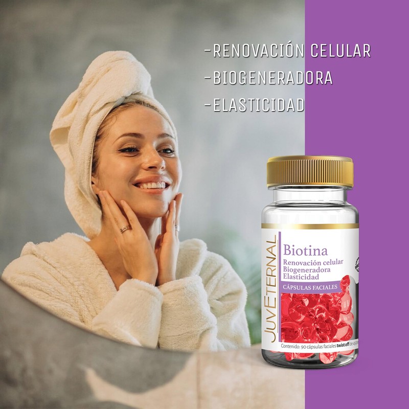 Juveternal Cápsulas Faciales Biotina 90 cáps Renovación celular Biogenerador