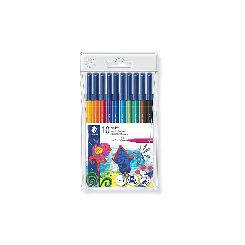 STAEDTLER Noris 326 WP10 Fibre Tip Pen in Wallet, Assorted