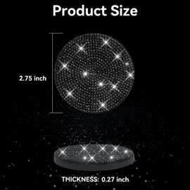 Bling Cup Holder Coasters for Car, 4PCS Universal Non-Slip Cup Holder, Embedded Decorative Coasters, Shiny Crystal Car Interior Accessories Gifts for Women (Black)