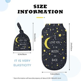 Qiohoey I Love You to The Moon and Back Newborn Baby Swaddle Blanket with Beanie Hat Baby Receiving Blanket Gifts for Boys Girls