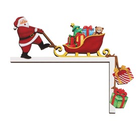 BETESSIN Door Frame Decoration Christmas - Wooden Door Frame Decoration with Double-Sided Santa Claus Pattern - Door Decoration Christmas - Christmas Decoration for Door, Window, Fireplace, Fridge