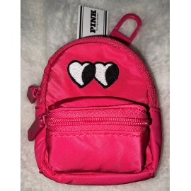 Victoria's Secret Pink 6" Hearts Backpack Keychain FOB Charm Double Bubble Pink