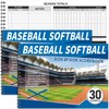 Chiisong 2 Pcs Side by Side Baseball Scorebook 11.5x16 30