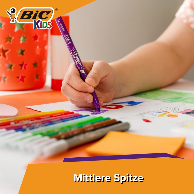 BIC Kids Kid Couleur Felt Tip Pens 36 Colours Water