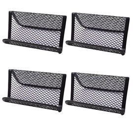 4 PCS Metal Mesh Business Card Holder, Desktop Name Card Organizer Name Card Stand Business Card Holder for Desk Office