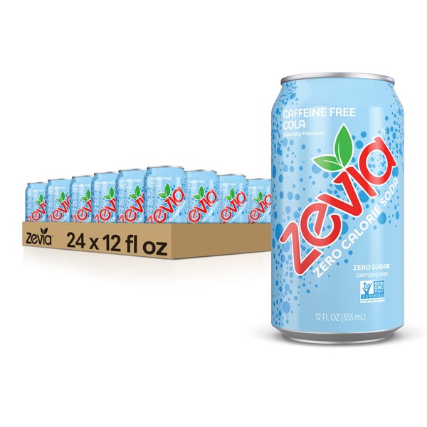Zevia Zero Calorie Soda, Caffeine Free Cola, 12 Fl Oz (Pack of 24)