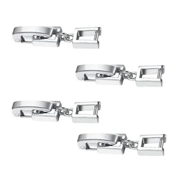 4 PCS Bracelet Extender Clasps,Granmagazz Fold Over Clasp, Fold Over Clasp Extender, Brass Watch Strap Clasps Jewelry Extender for Bracelets, Watches, Necklaces Crafts Making (Silver)