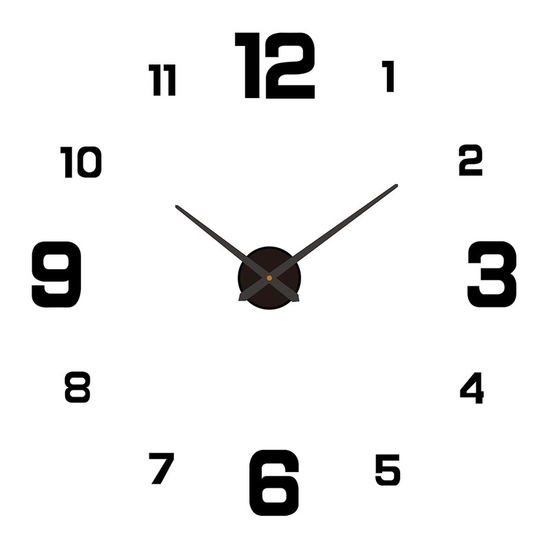 3D DIY Luminous Dial Drill-free Acrylic Frameless Silent Wall Clock