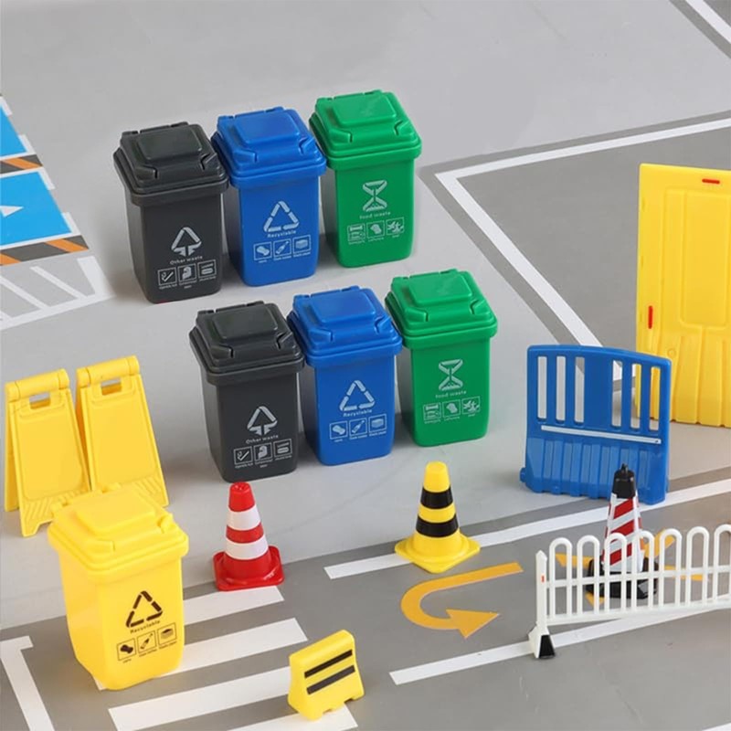 10 PCS Miniature Trash Can Set - Realistic Garbage Bin