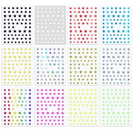 12 Colors Stars Nail Stickers for Women Girls Kids Self Adhesive 5-Pointed Star Nail Decals for Natural Fingernails and Acrylic Nails Star Nail Decor for Nail Art Design DIY Nail Decoration