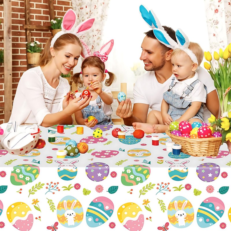 Sundonix Easter Table Cloth Cover Plastic - 137x274CM Paper Tablecloth