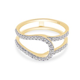 SAVEARTH DIAMONDS 0.30 Carat Round Cut Lab Created Moissanite Diamond Bypass Curve Enhancer Guard Ring For Women In 14K Yellow Gold Over Sterling Silver (D Color,VVS1 Clarity 0.30 Cttw)-6