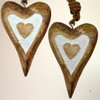 2 x Wooden Heart Pendants, Hearts Each 15 x 10