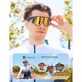 Bircenpro Sports Glasses Sunglasses for Men Women - UV Protection Cycling Glasses Cycling Glasses for Running, MTB, Golf, Road Bike and Cycling