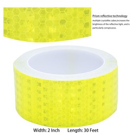 YXSF Yellow Fluorescent Reflective Tape,2 Inch×32 Feet Reflector Strips,High Visibility Outdoor Waterproof Self-Adhesive Reflective Tape for Bikes Cars Ships Motorcycles…