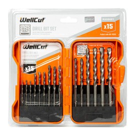 Masonry Drill Bit Set 15-Pieces 3-10mm Professional Concrete Drill Bit Set For Hard Plastic, Brick, Granite, Concrete, Masonry, Tile, Drill Bit Set In Storage Case WellCut