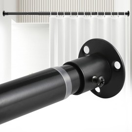 Anndason Black Shower Curtain Rod Wall Mounted Shower Rod Screw in Shower Curtain Rod Adjustable Shower Curtain Rod for Bathroom (Set of 1, 28 to 48")