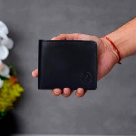 Raxlee Genuine Leather Bifold Wallet for Men, Multiple Card Slots, Black
