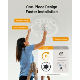 CubiCubi Ceiling Fans with Lights and Remote, 20 Inch Crystal Style Flush Mount Low Profile LED Fan Light with APP, Ultra Quiet Modern Fandelier with 3CCT and 6 Wind Speeds, for Bedroom, Home Office