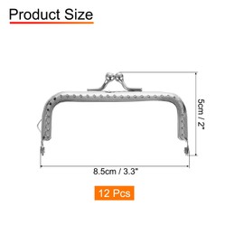 sourcing map 12 Pcs Metal Purse Frame, 8.5cm/3.3" Vintage Arch Kiss Lock Clasp Frame Embossed for Purse Making, Handled Bag, Coin Bag Clutch Bag, Frame Hardware Replacements (Silver)