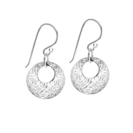 Tuscany Silver Women's Sterling Silver Round Textured Drop Earrings