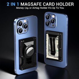 Limited Edition MagSafe Compatible Carbon Fiber Designed Magnetic Aluminum Card Holder with Money Clip and AirTag Holder - Redefining Style and Functionality for Modern Life