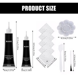 Pluvyze Set of 2 Leather Repair Kit, 50 ml + 20 ml Liquid Leather, Black, Faux Leather Repair Kit, Leather Repair Cream, Leather Repair Kit Black, for Car Leather Steering Wheel Sofa Belt Faux Leather
