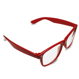 Stylish Neon Geek Glasses Festival Fun Party wear 80's Coloured Fancy Dress Costume (Red)